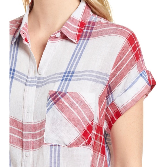 RAILS Amelie Tie Front Shirt
cropped red white & blue button down Small - Picture 2 of 6
